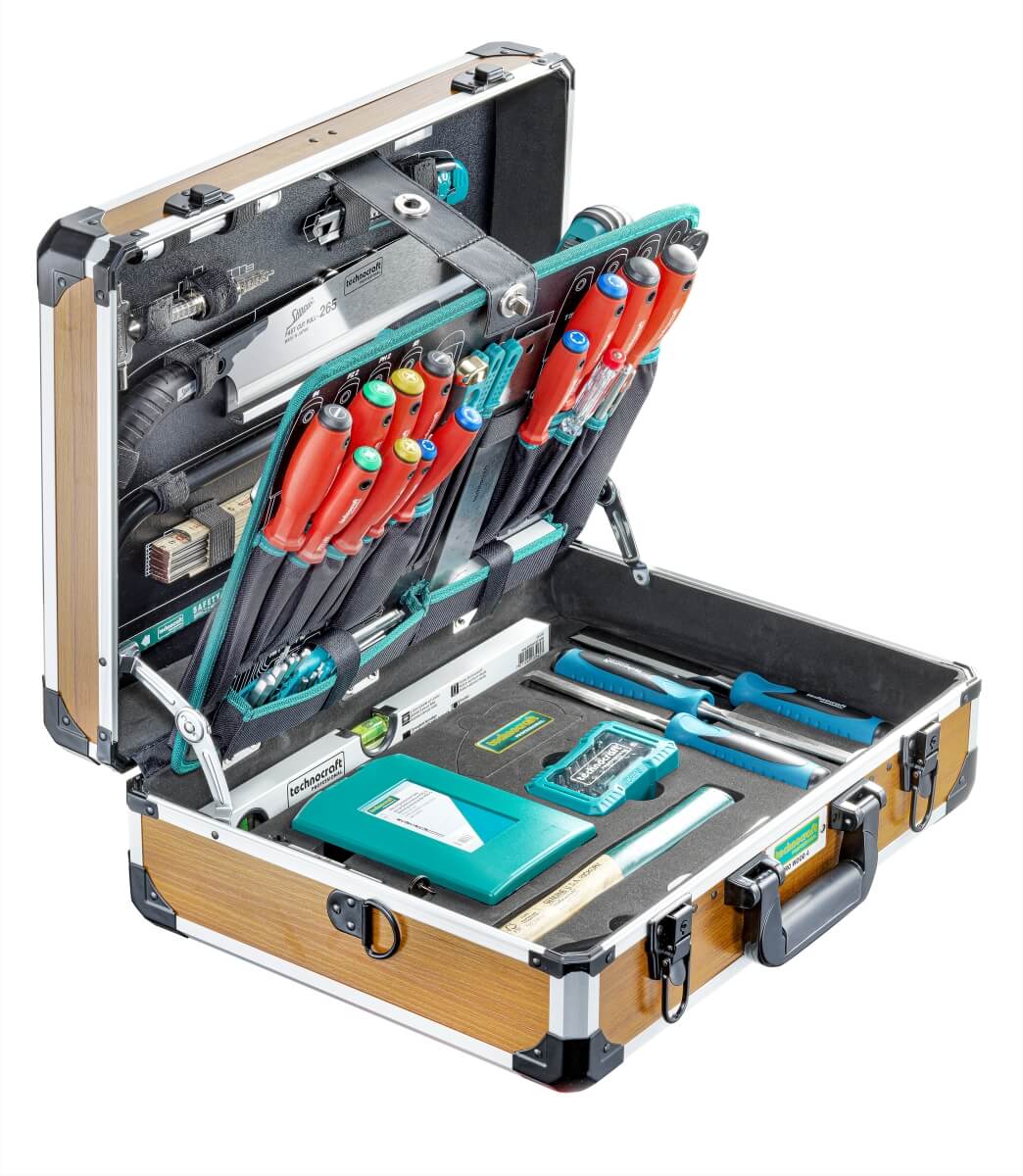 technocraft Professional Werkzeugkoffer Pro Wood Alu,126-teilig, Holzdesign, Werkzeugkasten Produktabbildung