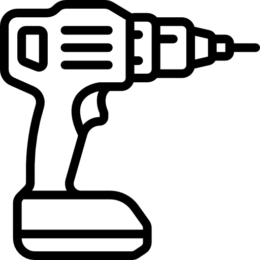 Akkuschrauber in Schwarz-Weiß-Illustration