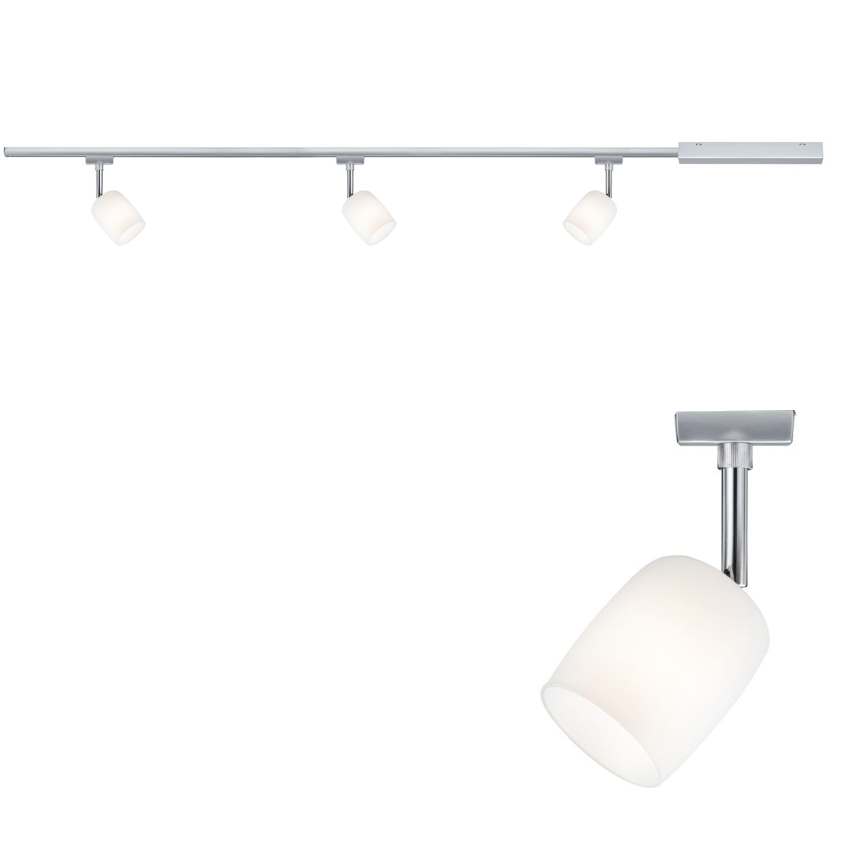 Paulmann Komplett-Set URail Blossom Chrom matt Satinglas 1m inkl Leuchtmittel 3x2,4W, GU9 Produktabbildung 1