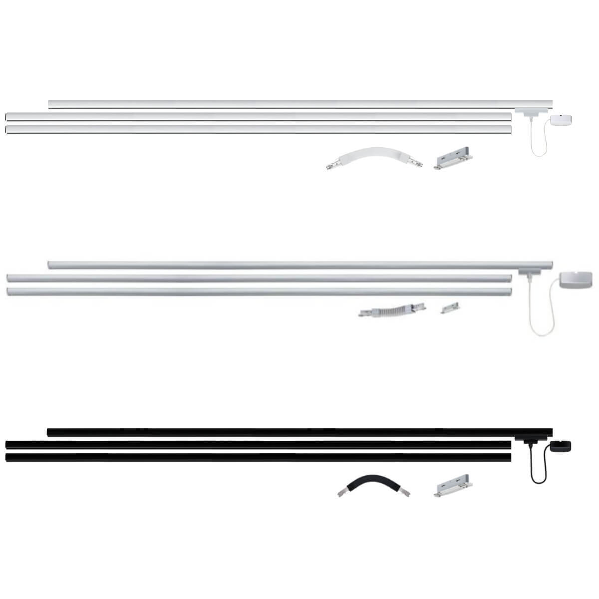 Paulmann URail Basis Set, 3x 1 m Schiene mit Einspeisung & Verbindern, Schienensystem in Chrom matt Produktabbildung 7