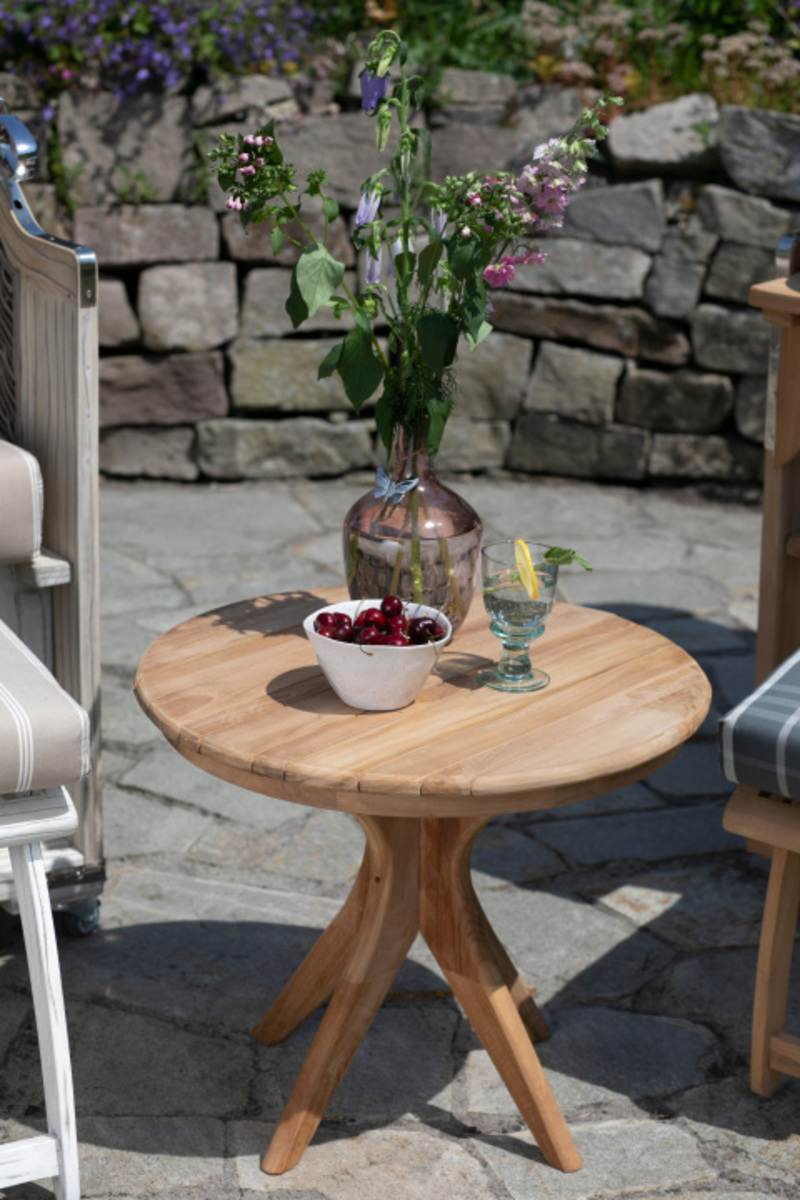 YOURSOL Beistelltisch Woodie Robusta, Ø 60 cm, Teak natur, witterungsbeständig, Gartentisch Produktabbildung 2