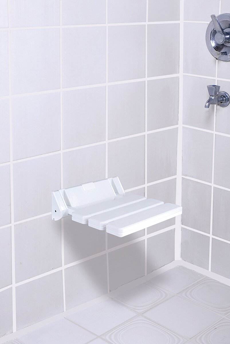 Alberts Duschklappsitz, Wandbefestigung, Kunststoff, Weiß, max 130 kg, Breite 315 mm, Tiefe 225 mm Produktabbildung 2