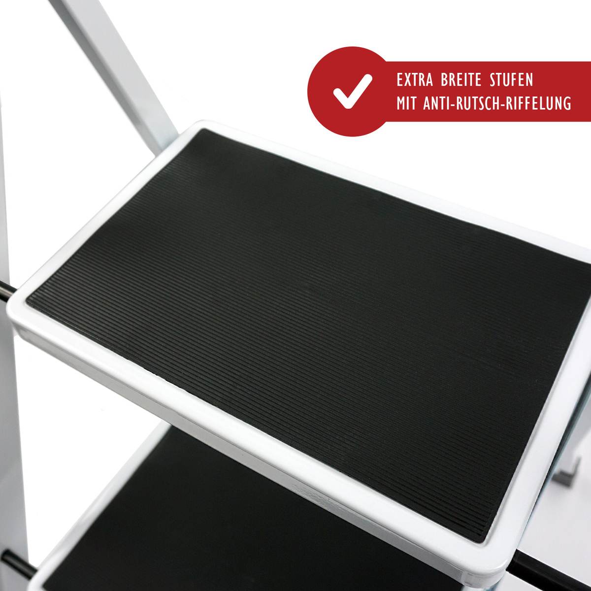 B-Ware siwitec Trittleiter in Weiß, Klapptritt, 3 Stufen, Klappleiter Haushaltsleiter kleine Leiter Produktabbildung 4