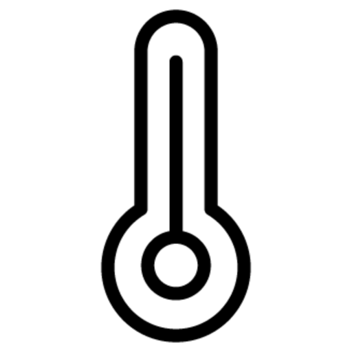 Ein einfaches Thermometer-Symbol mit einer runden Basis und einem langen, schmalen oberen Teil