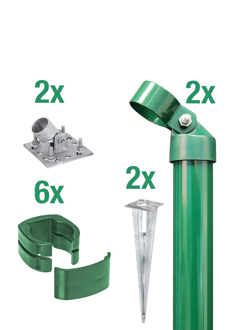 Alberts Zauneck-Set Fix-Clip Pro mit Einschlagbodenhülse, Grün, für Zaunhöhen 1,00 m Produktabbildung