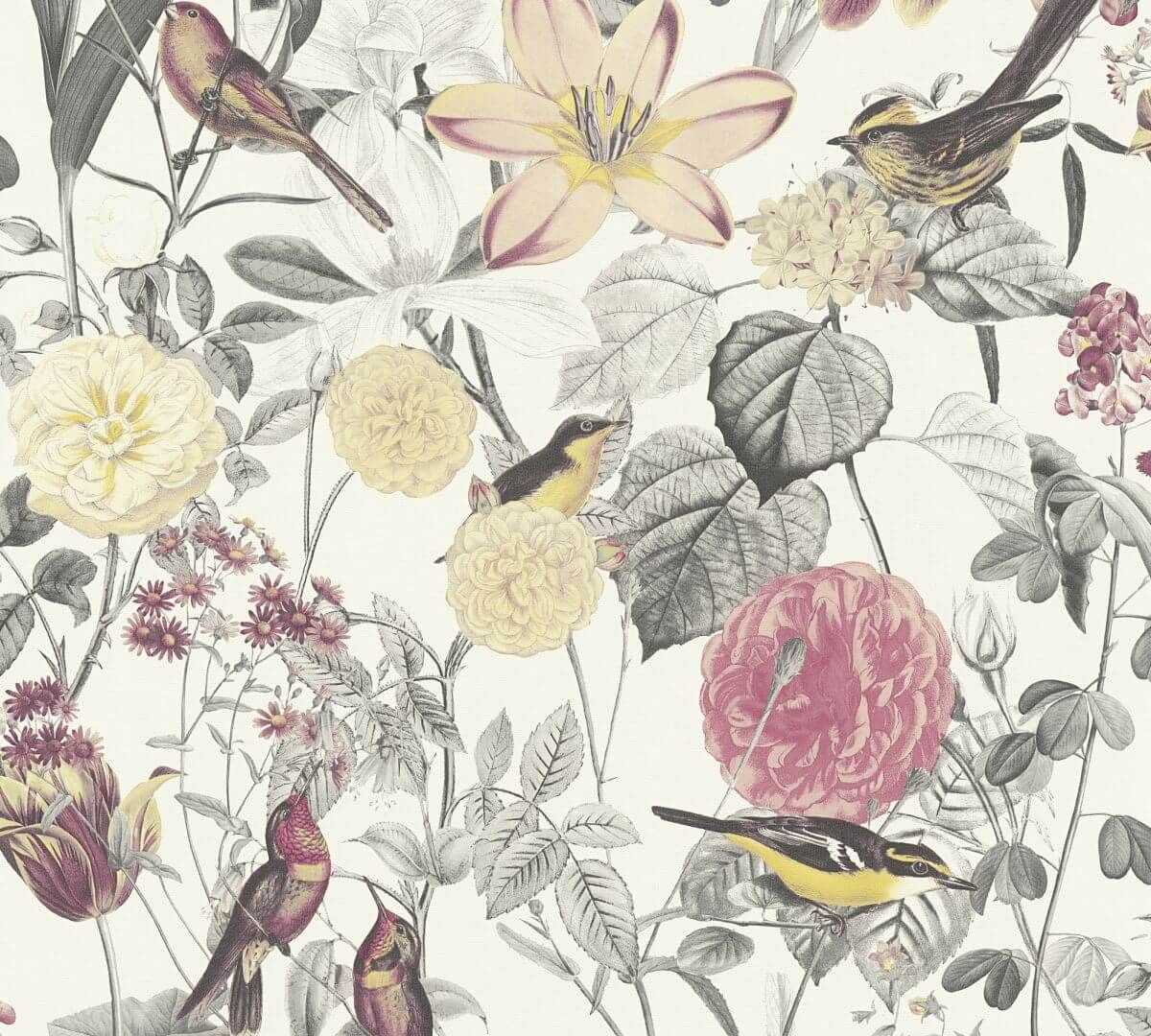 AS Creation Tapete | Blumentapete Gelb Grau Rot | Exotic Life Produktabbildung 1