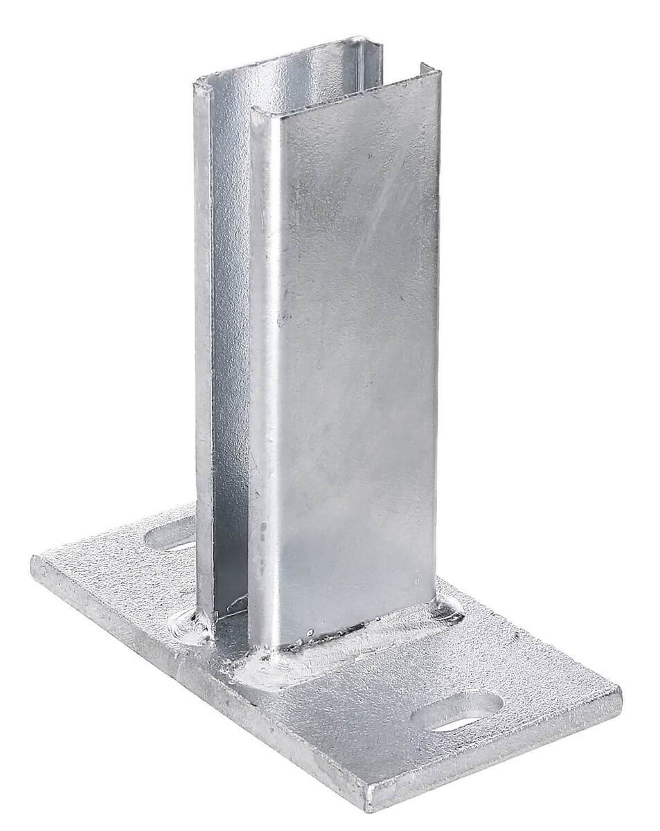 Alberts Pfostenträger, Zum Auschrauben für Zaunpfosten 60 x 40 mm, Doppelstabmatten, Feuerverzinkt Produktabbildung