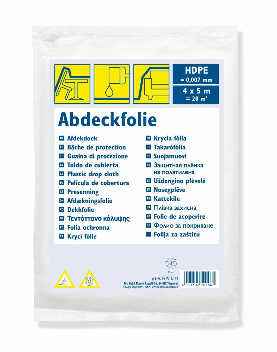 Color Expert Abdeckfolie, 50 qm, 4 x 12,5 m, HDPE, Gefaltet Produktabbildung
