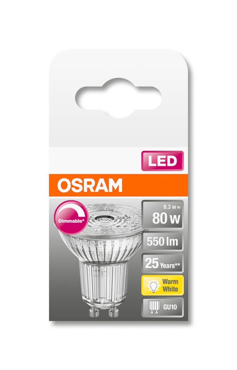 Osram LED SUPERSTAR PAR16, 8,3W = 80W, 550 lm, GU10, 36°, Warmweiß (2700 K), CRI 90, Reflektor Produktabbildung 2