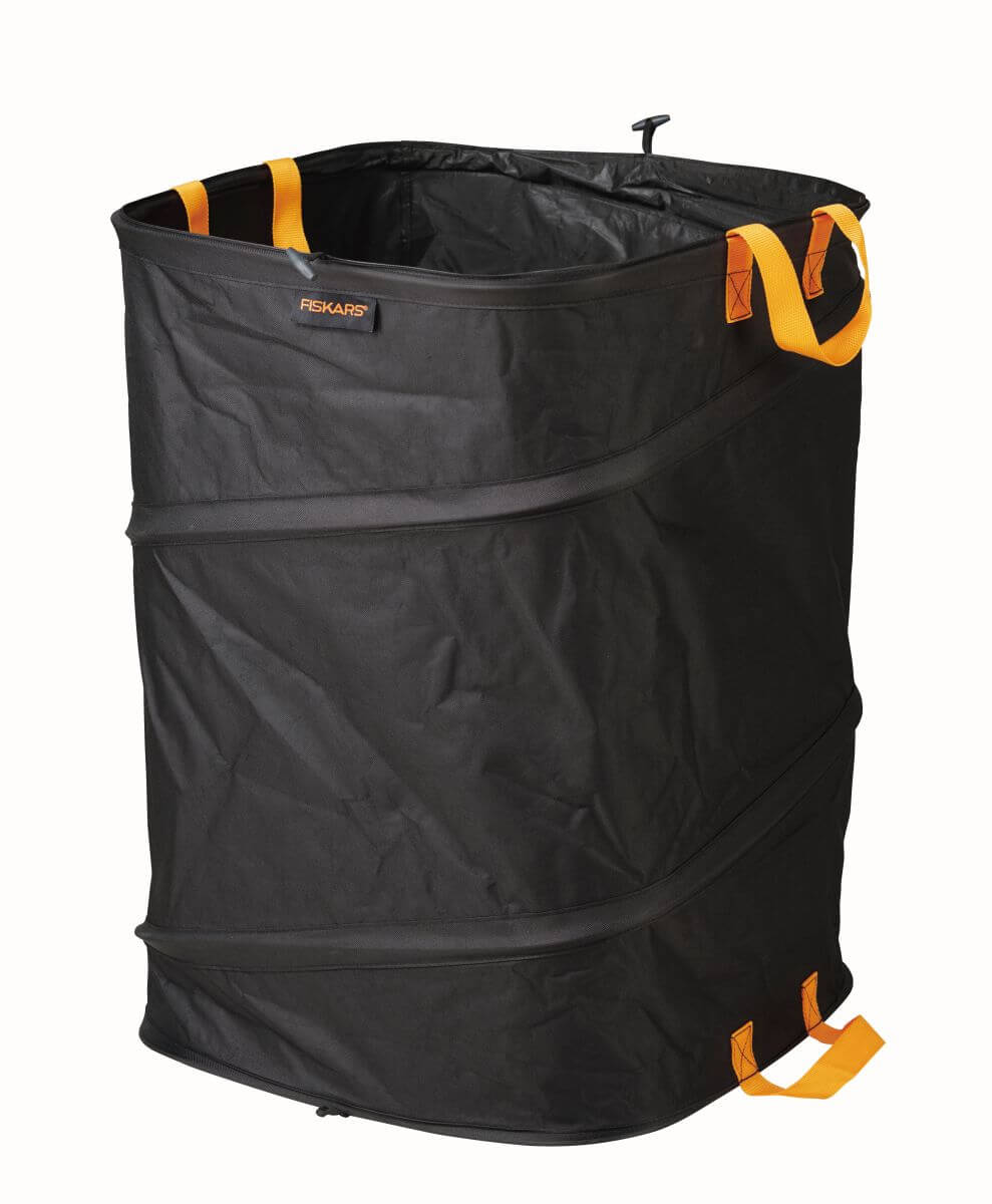 Fiskars Ergo Gartensack PopUp, Gartenabfallsack in schwarz, Laubsack für draussen, 175 L Produktabbildung 1