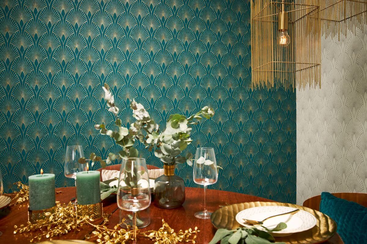 AS Creation Tapete | Geometrisches Muster Metallic Blau Grün | New Walls Produktabbildung 5
