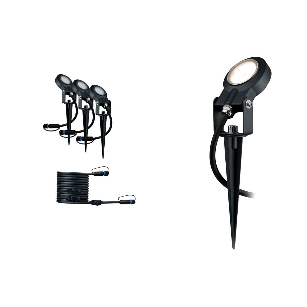 Paulmann Plug & Shine Ergänzungsset Erdspieß Sting, IP67, 3x6W, 24V, Warmweiß (3000 K), dimmbar Produktabbildung