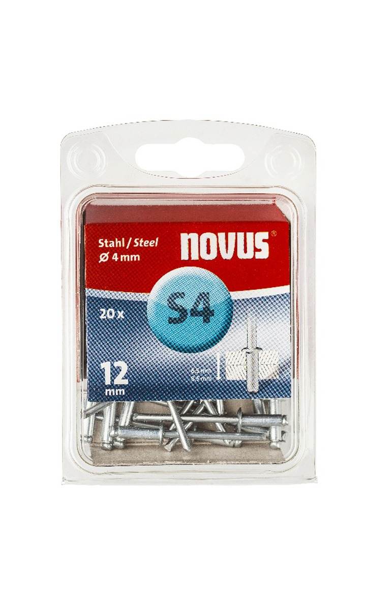 Novus Blindniete S4, 12 mm Länge, Stahl, 20 Stück Produktabbildung 1