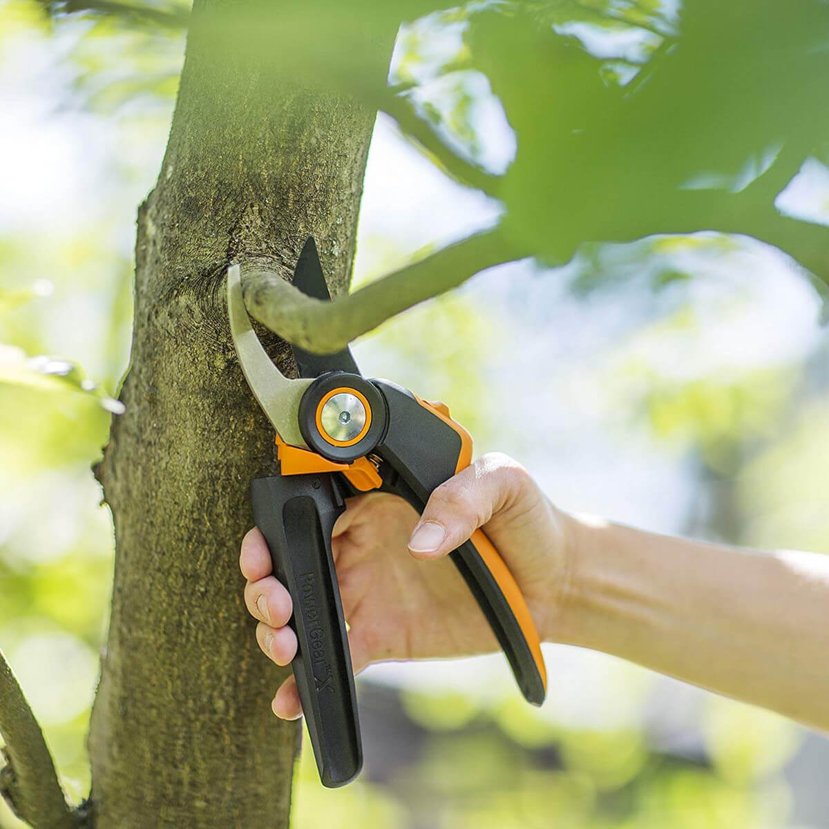 Fiskars PowerGear Gartenschere Rosenschere Bypass PX94 + Getriebeastschere Amboss LX99 L +Handschuhe Produktabbildung 6
