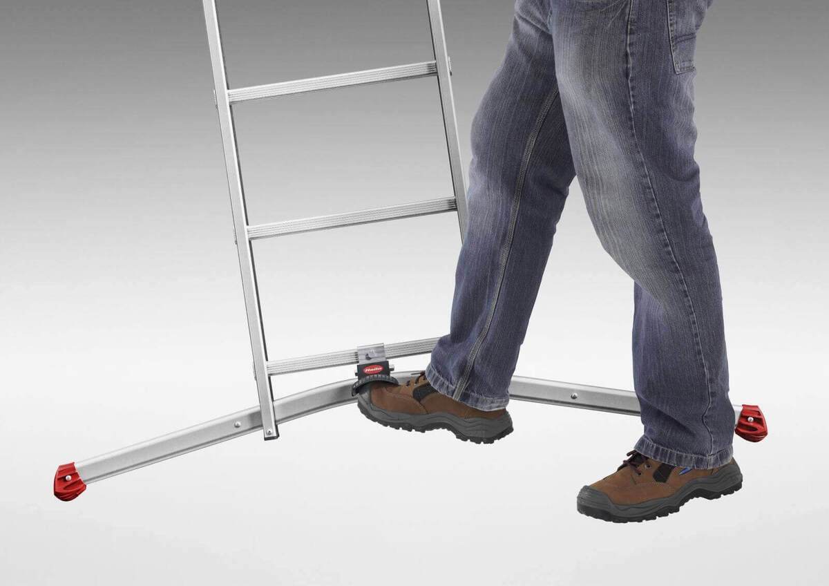 Hailo 2A-Ware ProfiLOT Aluminium-Teleskopleiter, gratis Einhängetritt, Kombi-Leiter 2x9 + 1x8 Stufen Produktabbildung 8