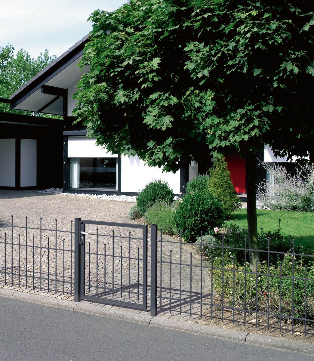 Alberts Zaun-Erweiterung Madrid, H: 735 mm L: 2 m, Anthrazit-Metallic, zum Einbetonieren, Zaun-Set Produktabbildung 4