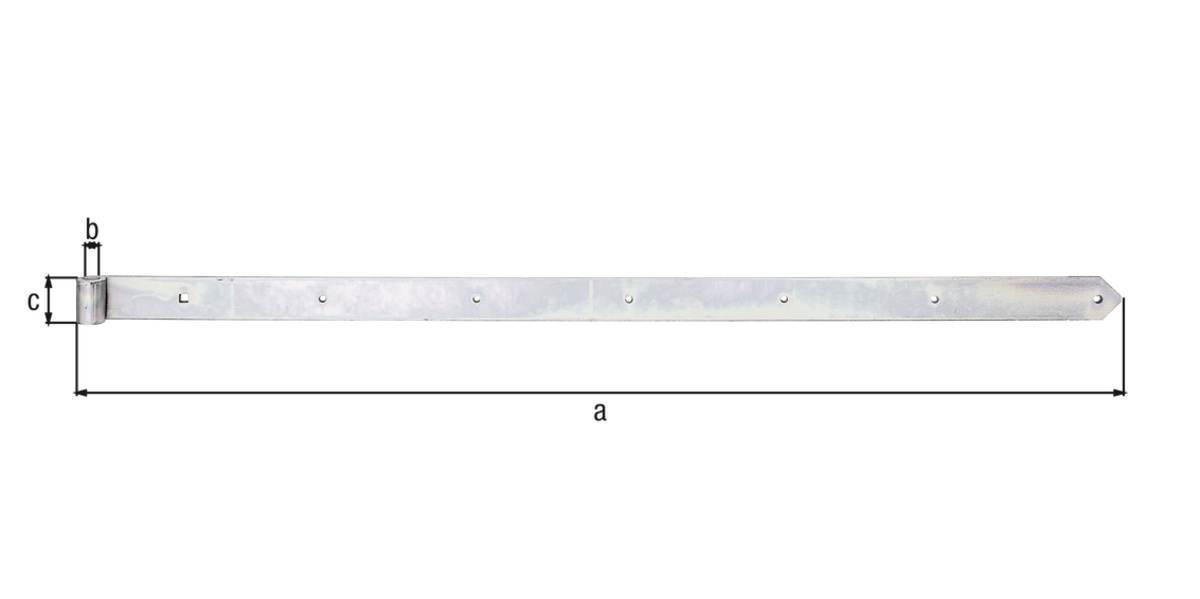 Alberts Ladenband gerade, abgerundet, verzinkt, 1400 mm Länge, 60 mm Breite, Ø 20 mm Produktabbildung 2