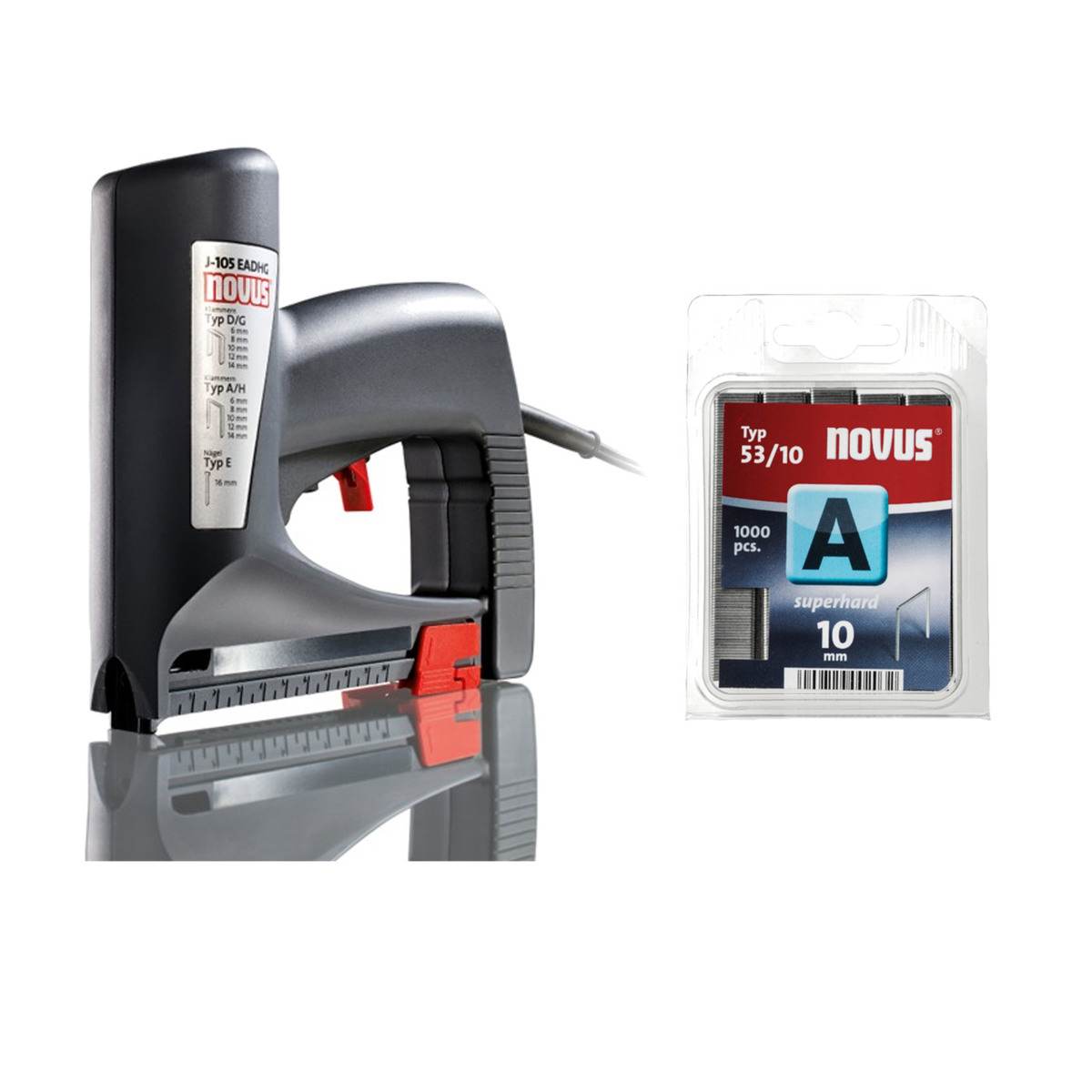 Steinel Elektrotacker J-105 mit Novus Heftklammer A53/10 SH 1000 Produktabbildung 1