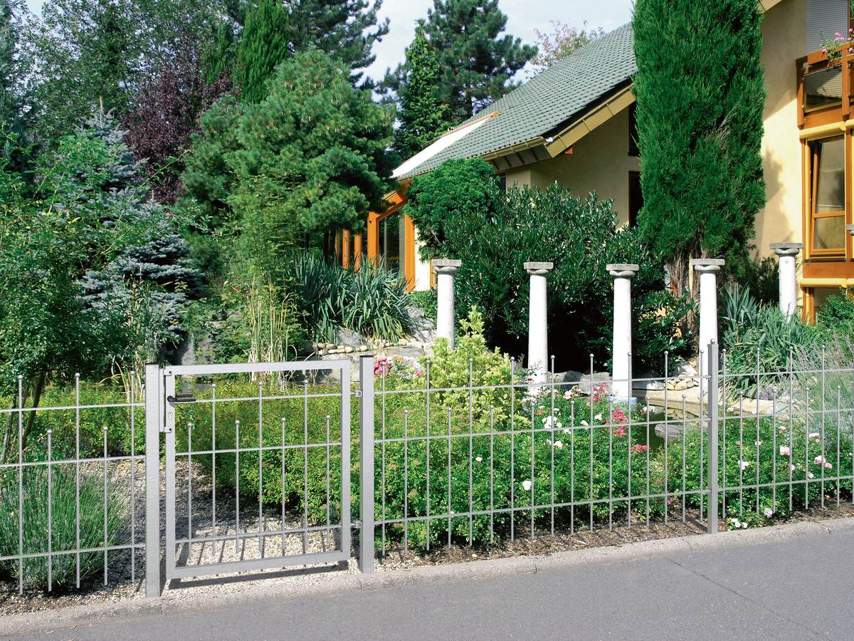 Alberts Einzeltor-Set Madrid, L: 100 cm x H: 100 cm, feuerverzinkt, Gartentor-Set mit 2 Pfosten Produktabbildung 3