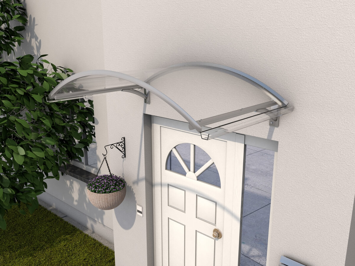 Gutta Bogenvordach BV Secco, 150 cm breit, Edelstahloptik, Abdeckung aus klarem Polycarbonat Produktabbildung 3