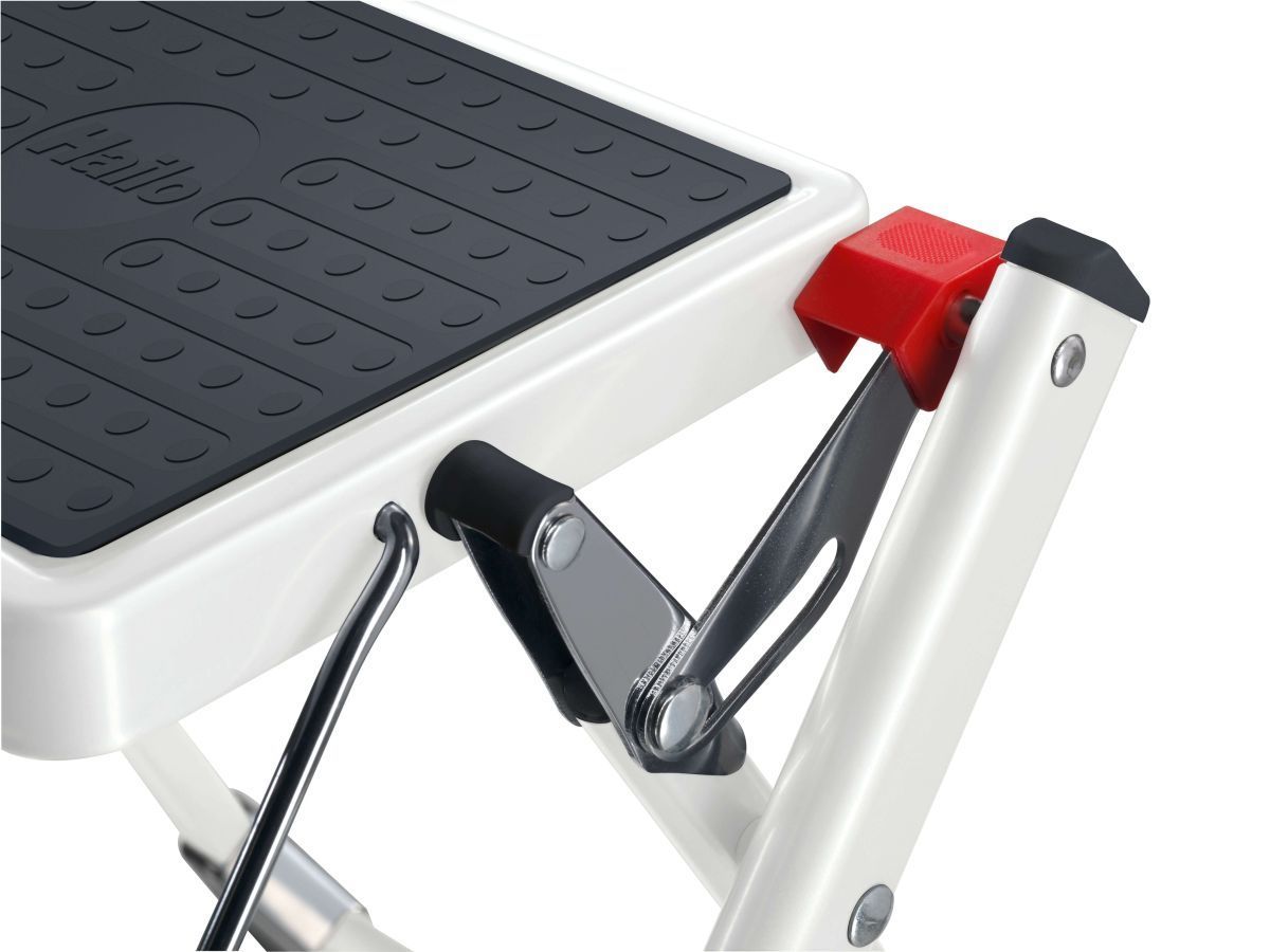 Hailo MK60 Mini Stahl-Klapptritt Standardline mit 2 Stufen in weiss, Klappsicherung & Anti-Rutsch Produktabbildung 2
