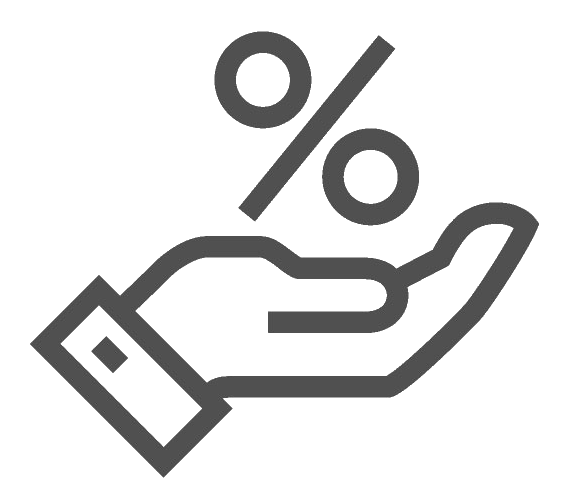 Eine Hand hält ein Prozentzeichen