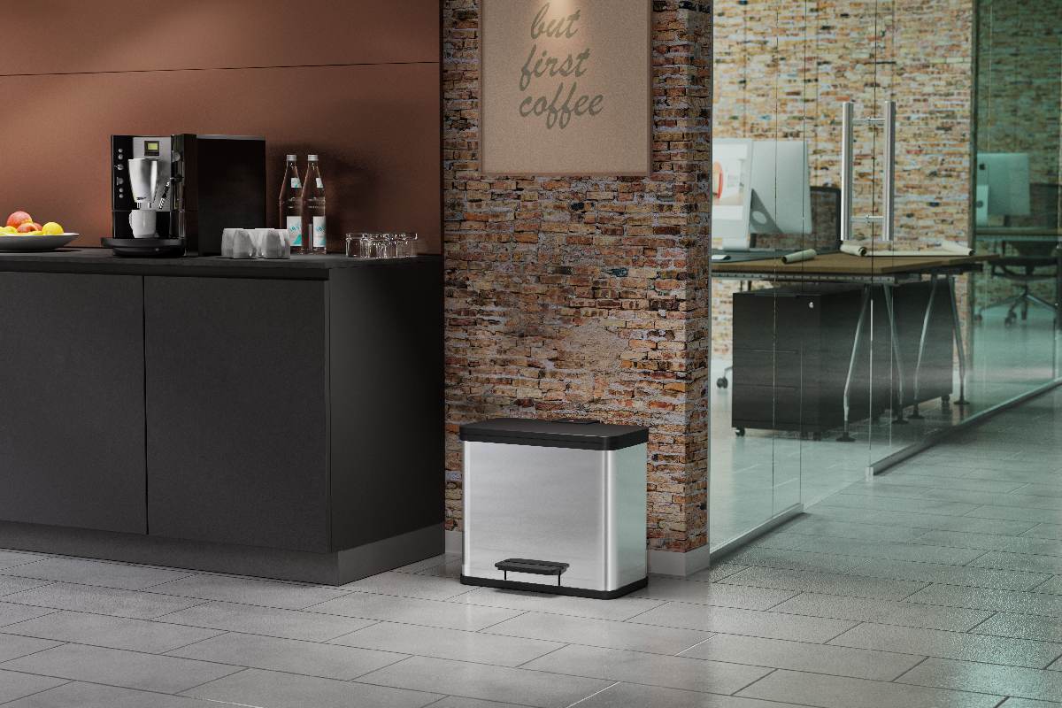 Hailo Öko trio PLUS L Tret-Abfalltrenner 3x 9 l, Soft Close, Mülltrenner, Mülleimer in Edelstahl Produktabbildung 2