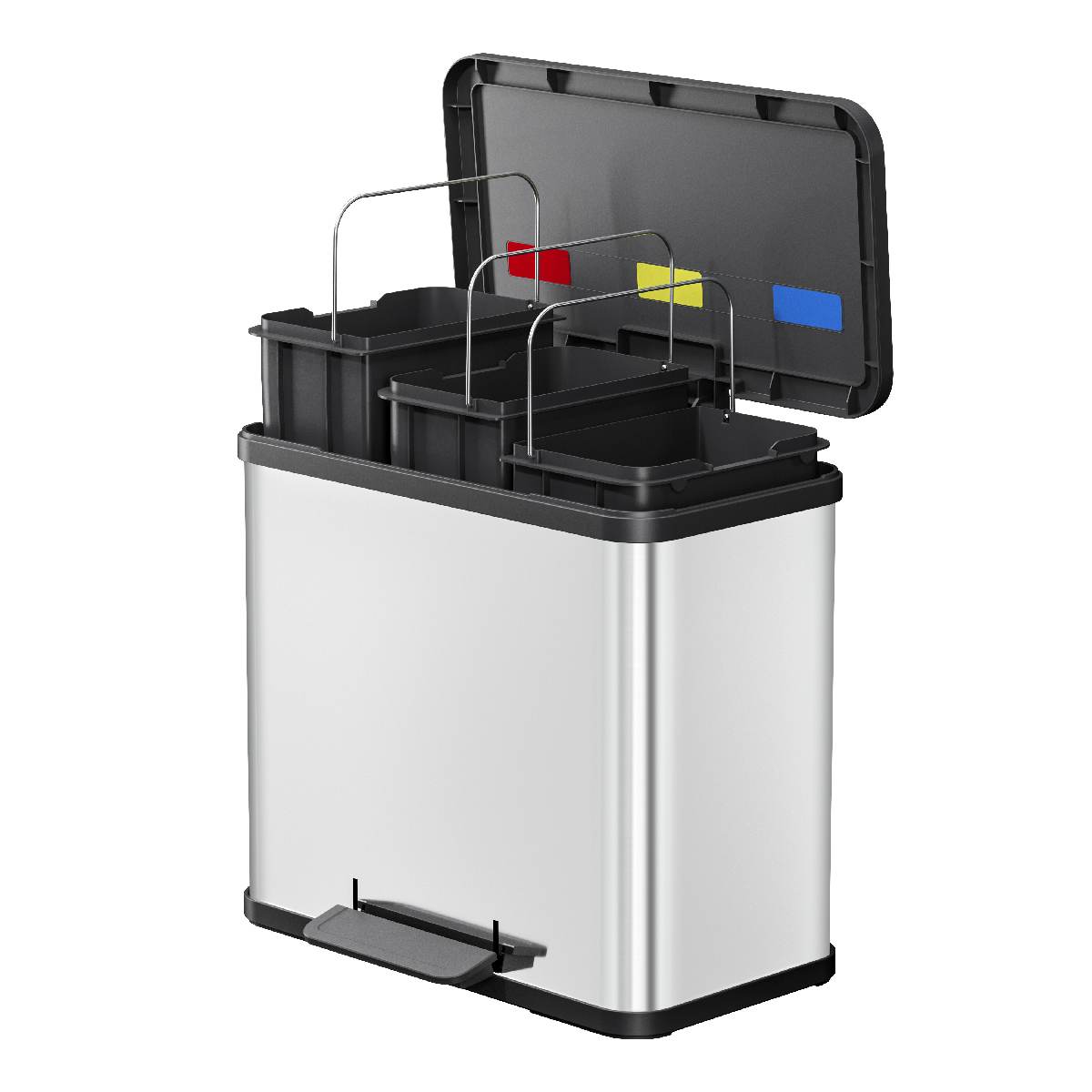 Hailo Öko trio PLUS L Tret-Abfalltrenner 3x 9 l, Soft Close, Mülltrenner, Mülleimer in Edelstahl Produktabbildung 3