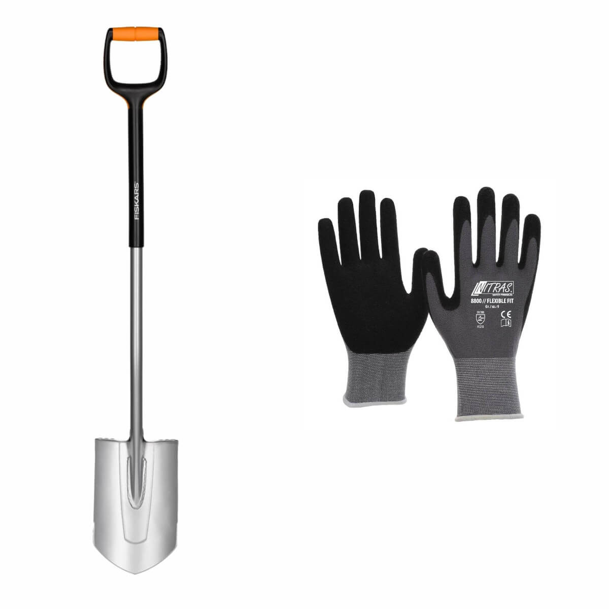 Fiskars-Set  Xact Gärtnerspaten, spitz L inklusive Handschuhe Produktabbildung 1