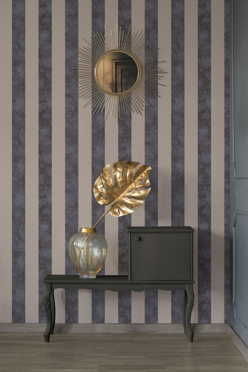 AS Creation Tapete | Streifentapeten Beige Metallic Schwarz | Trendwall Produktabbildung 5