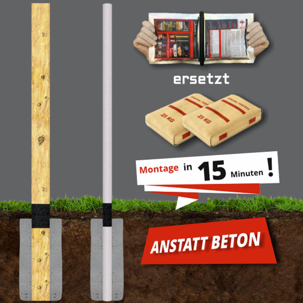Quikset 2K Dübel für den Boden | Perfekt für Pfähle | Anmischen in 20 Sekunden Produktabbildung 2