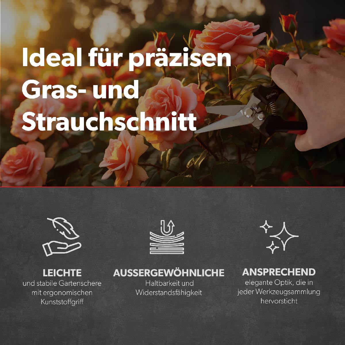siwitec Gartenschere SG-12 mit gerader Klinge, Pflanzenschere, Blumenschere, Ernteschere, Rebschere Produktabbildung 6