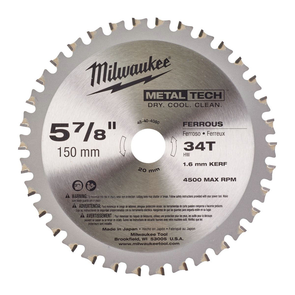 Milwaukee Kreissägeblatt für Metall, 150 mm Ø, 34 Zähne, langlebig, präzise, vibrationsarm Produktabbildung