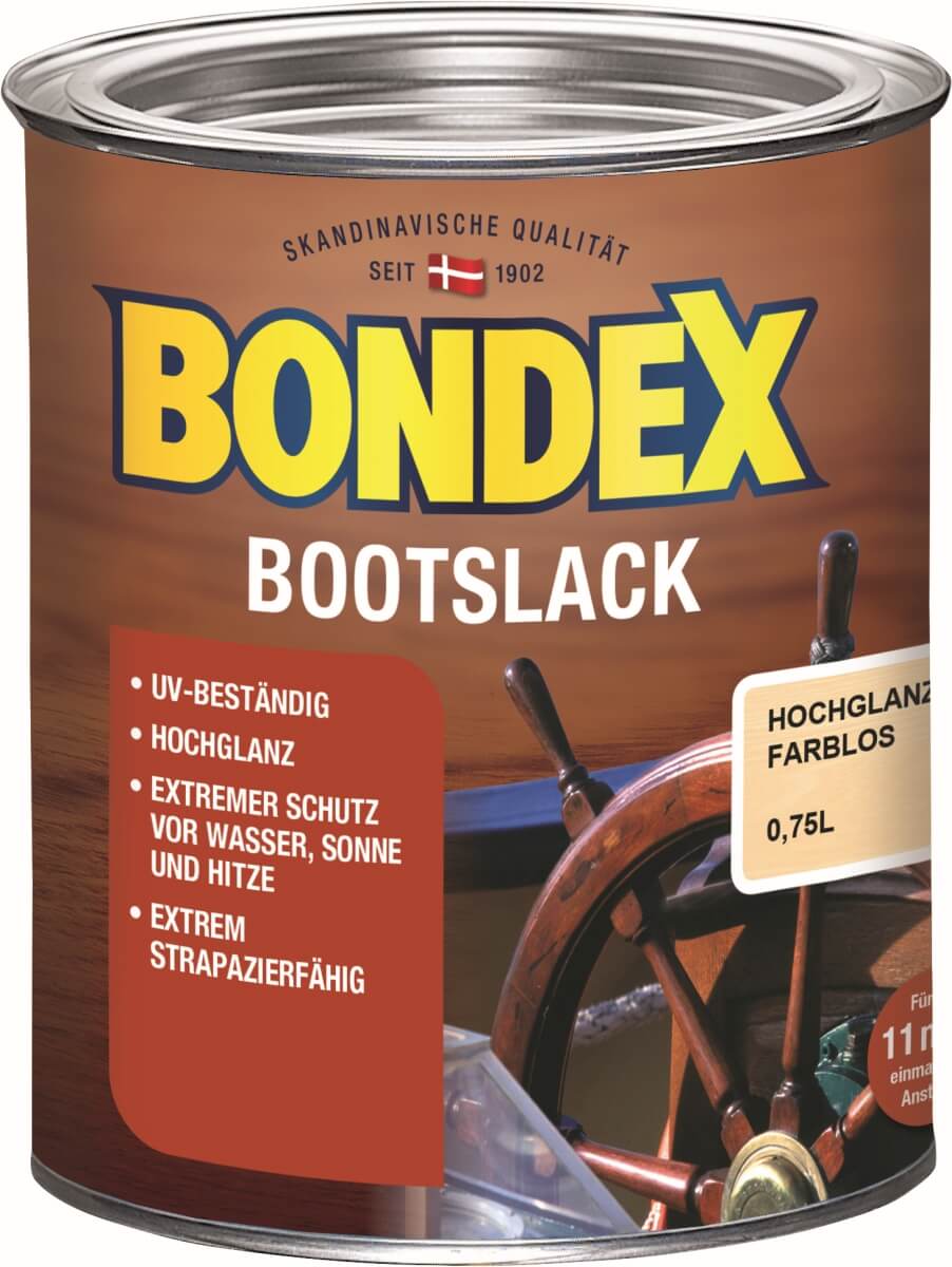 BONDEX Bootslack für Innen und Aussen, Hochglanz, Farblos, Hohe UV- und Witterungsbeständigkeit Produktabbildung