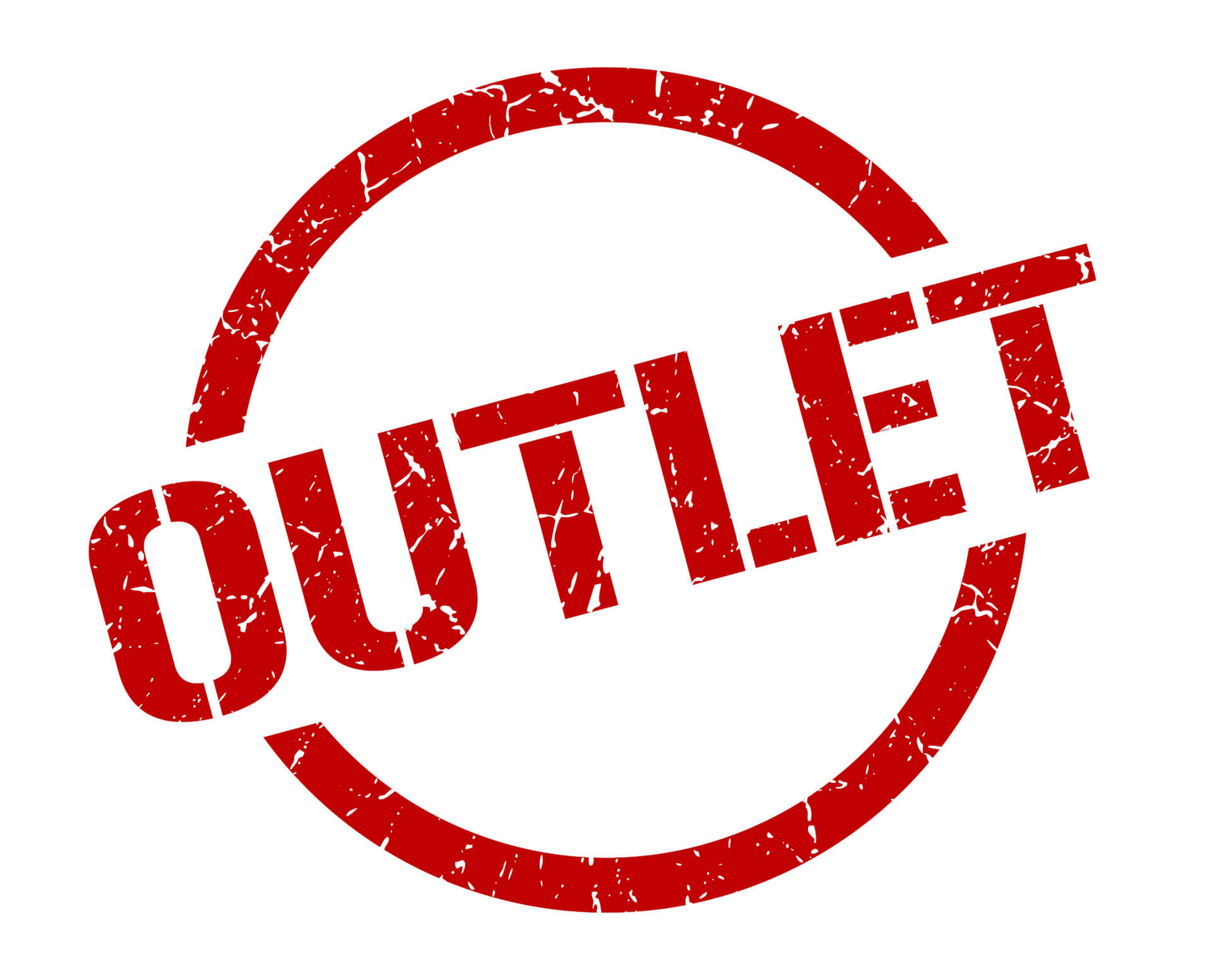 Roter, abgenutzter Stempel mit dem Wort "OUTLET"