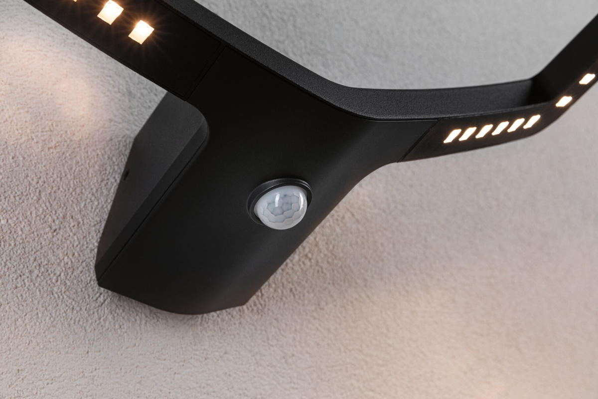 Paulmann LED Wandleuchte Alara in Anthrazit 10W 450lm IP44 mit Bewegungsmelder und Dämmerungssensor Produktabbildung 3