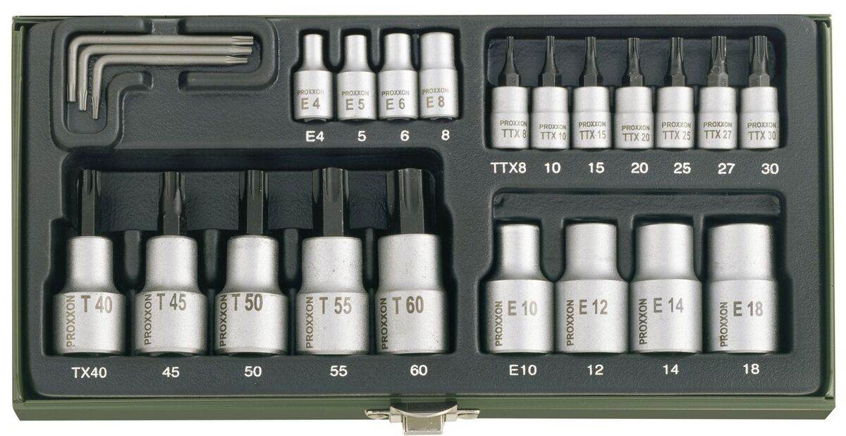 Proxxon Steckschlüsselsatz TX, 1/4" + 1/2" (24-tlg.) Produktabbildung 1