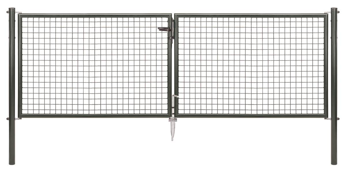 Alberts Doppeltor Wellengitter, Maschendraht + Fix-Clip, Anthrazit-Metallic, 3 m x 1 m, Gartentor Produktabbildung