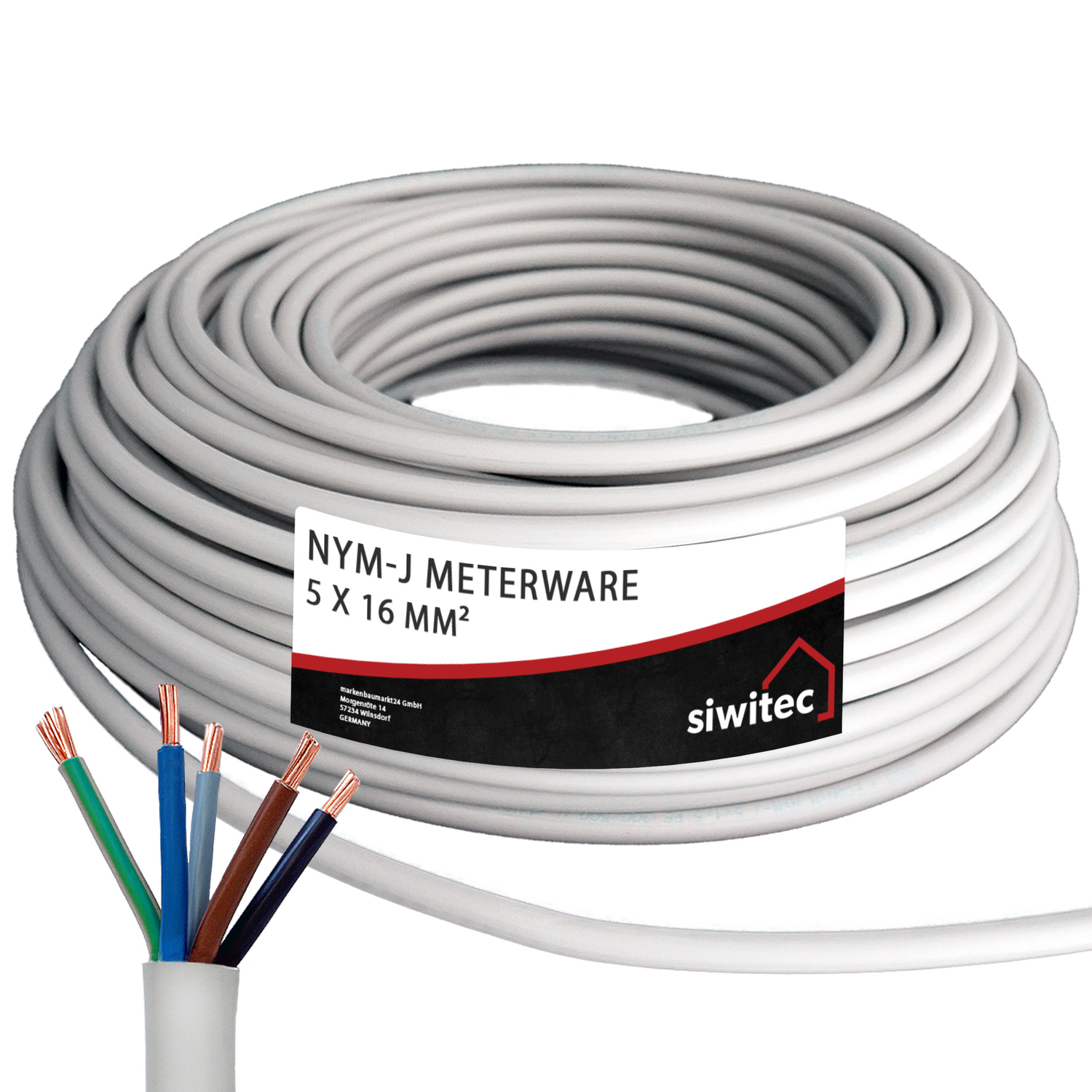 B-Ware siwitec NYM-Kabel, NYM-J 5 x 16 mm2, RE 300/500 V, 6 m Produktabbildung