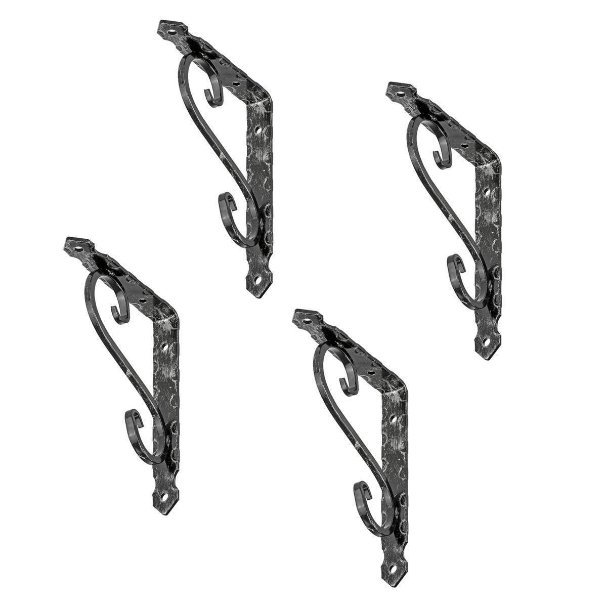 siwitec schmiedeeiserne Konsole in antiker Optik, schwarzer Regalwinkel mit 65 kg Traglast als Set Produktabbildung