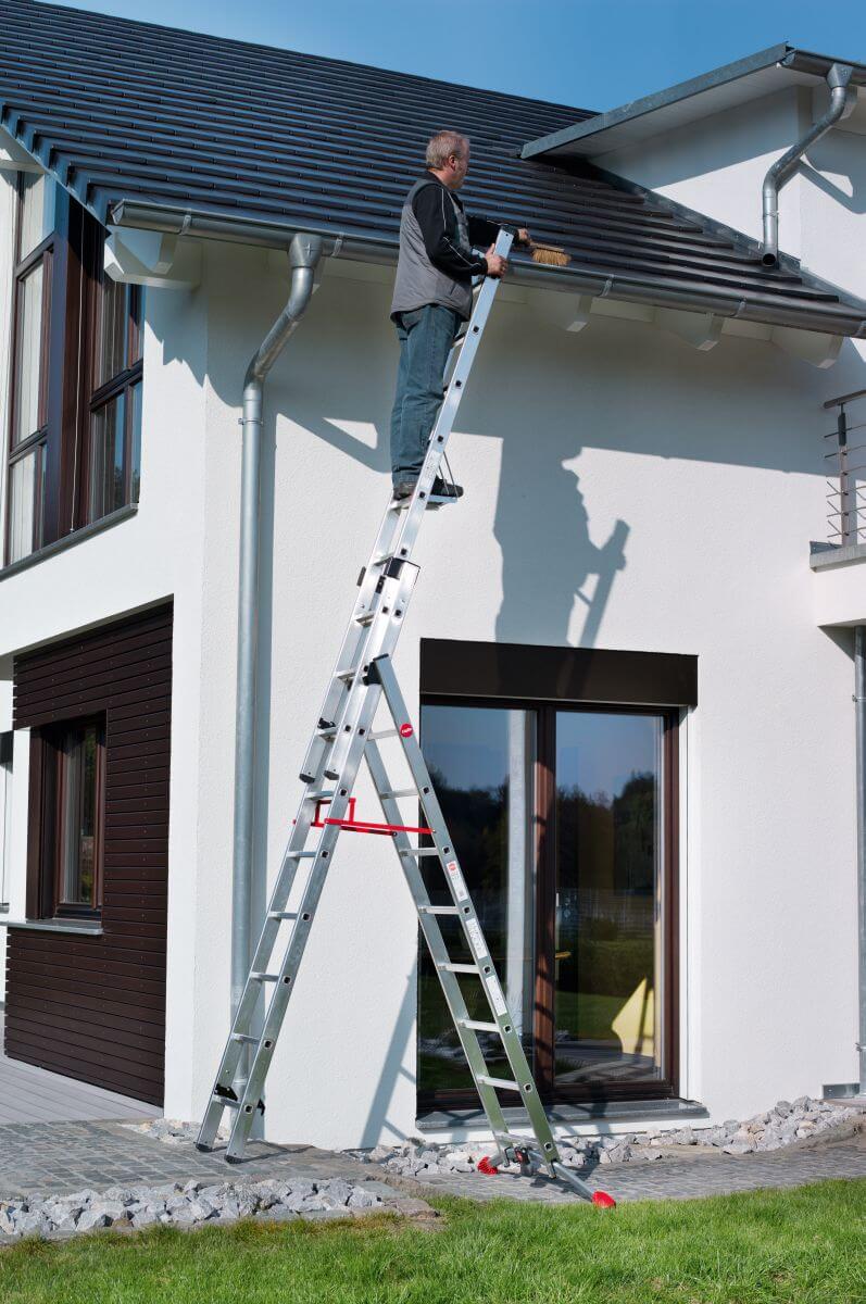 Hailo 2A-Ware ProfiLOT Aluminium-Teleskopleiter, gratis Einhängetritt, Kombi-Leiter 2x9 + 1x8 Stufen Produktabbildung 4