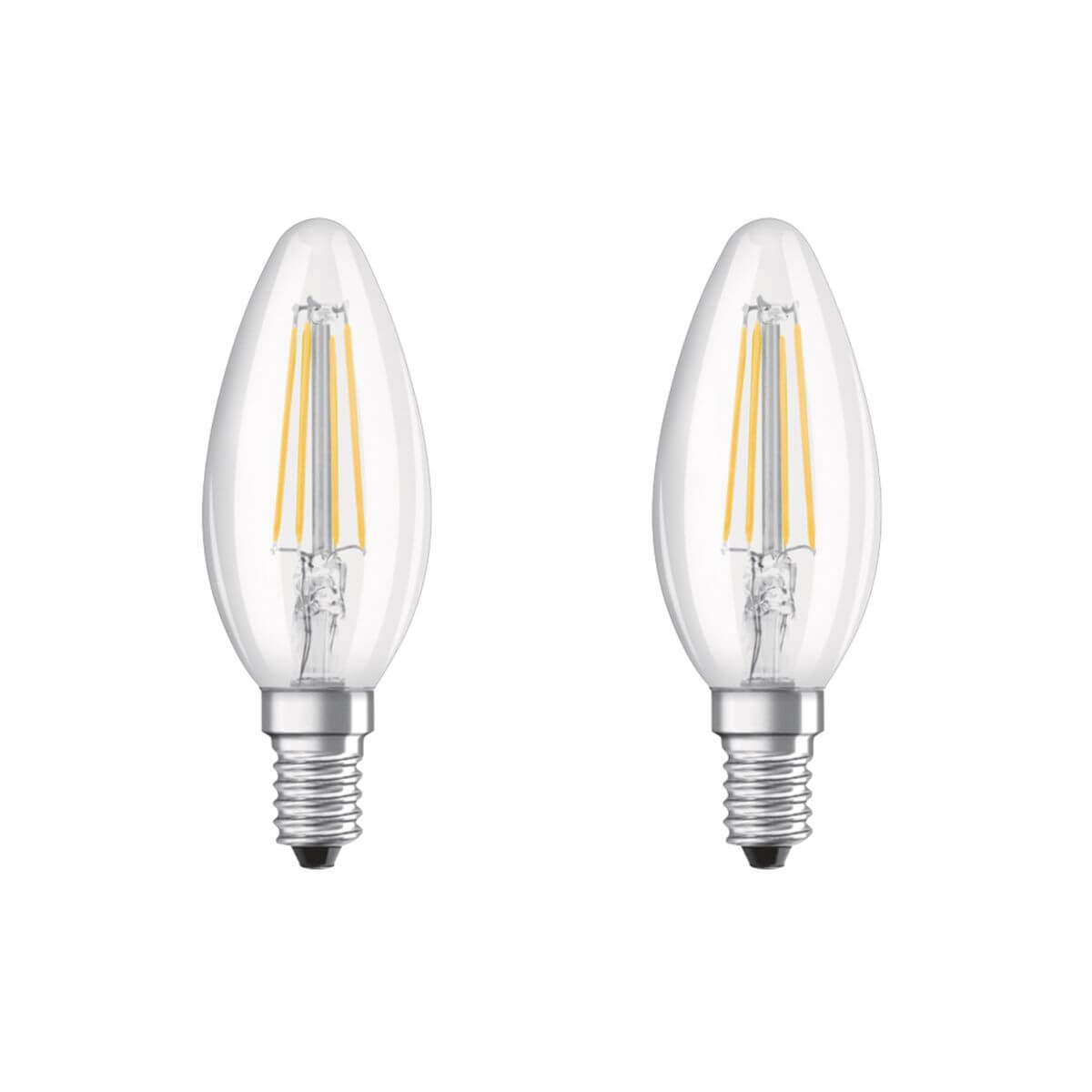 Osram 2er Pack LED Base Classic B 40, 4W = 40W, 470 lm, E14, Klar, Warmweiß (2700 K), Kerze Produktabbildung