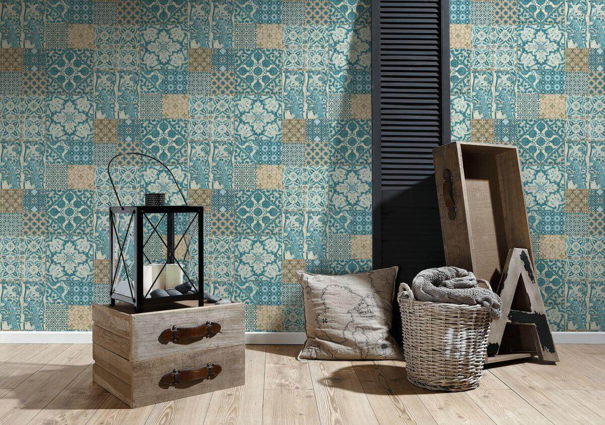 Livingwalls Blau Retro Fliesen Vliestapete Metropolitan Stories 369233 Produktabbildung 4