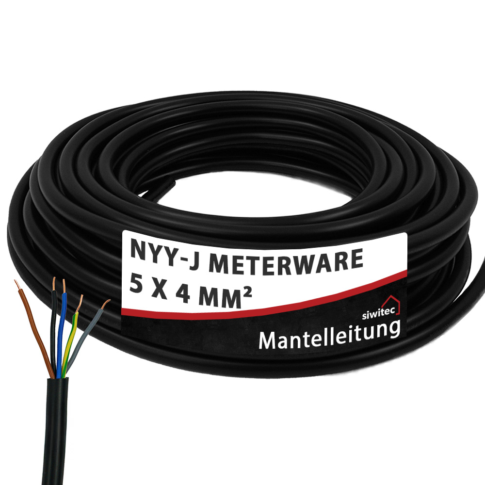 siwitec NYY-Kabel,  NYY-J 5 x 4 mm², 58 m, Erdkabel für Verlegung im Erdreich, Kabel nach Maß Produktabbildung