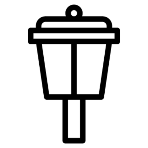 Eine einfache Straßenlaterne mit einem runden Lampenschirm