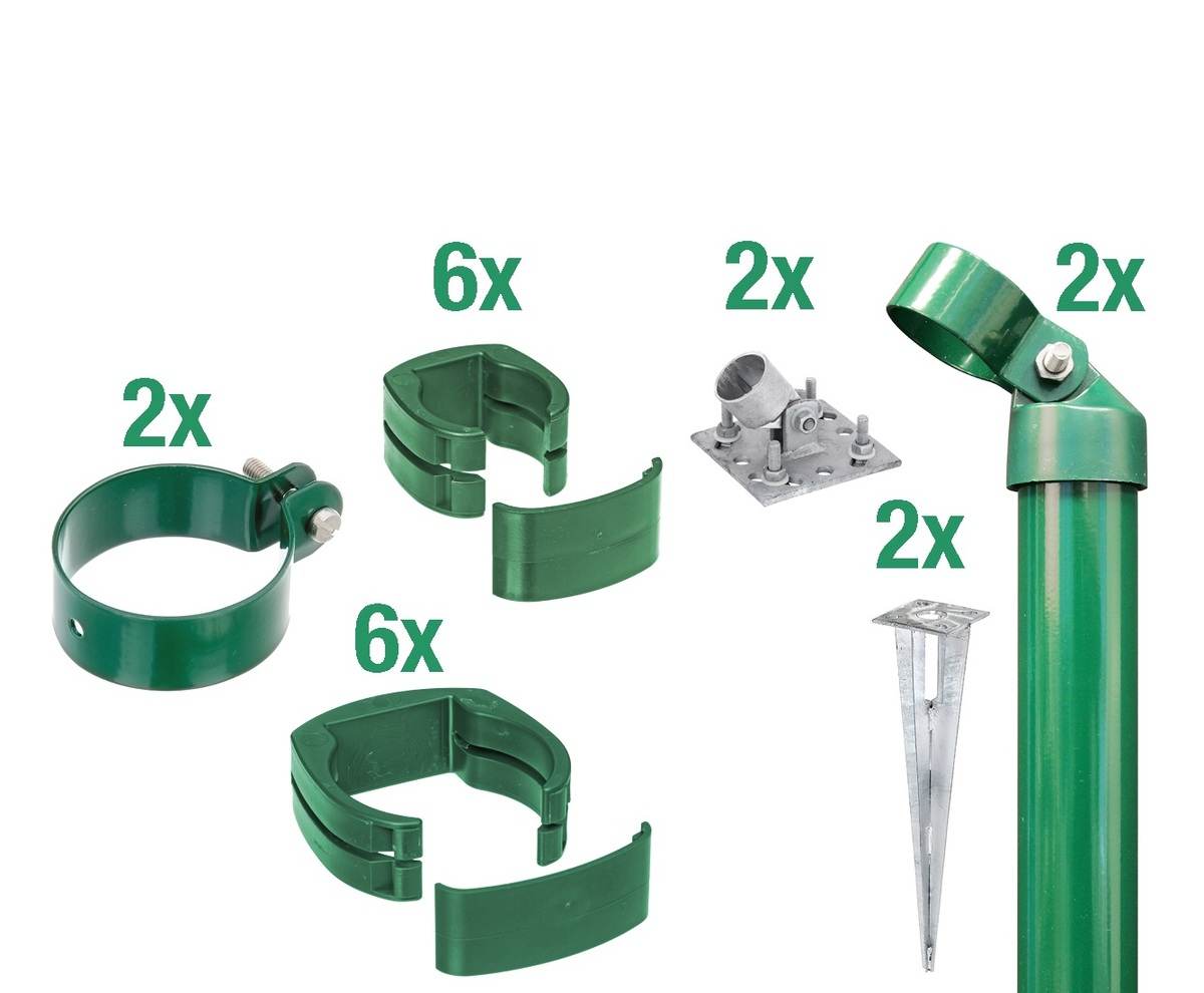 Alberts Zaunanschluss-Set für Gartentore Fix-Clip Pro zum Einschlagen, Grün, 120 cm Zaunhöhe Produktabbildung