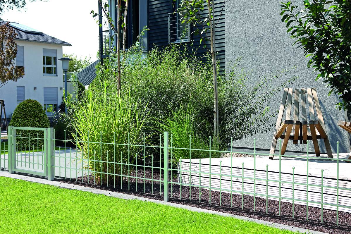 Alberts Zaun-Erweiterung Madrid, H: 495 mm L: 2 m, feuerverzinkt, zum Einbetonieren, Zaun-Set Produktabbildung 4