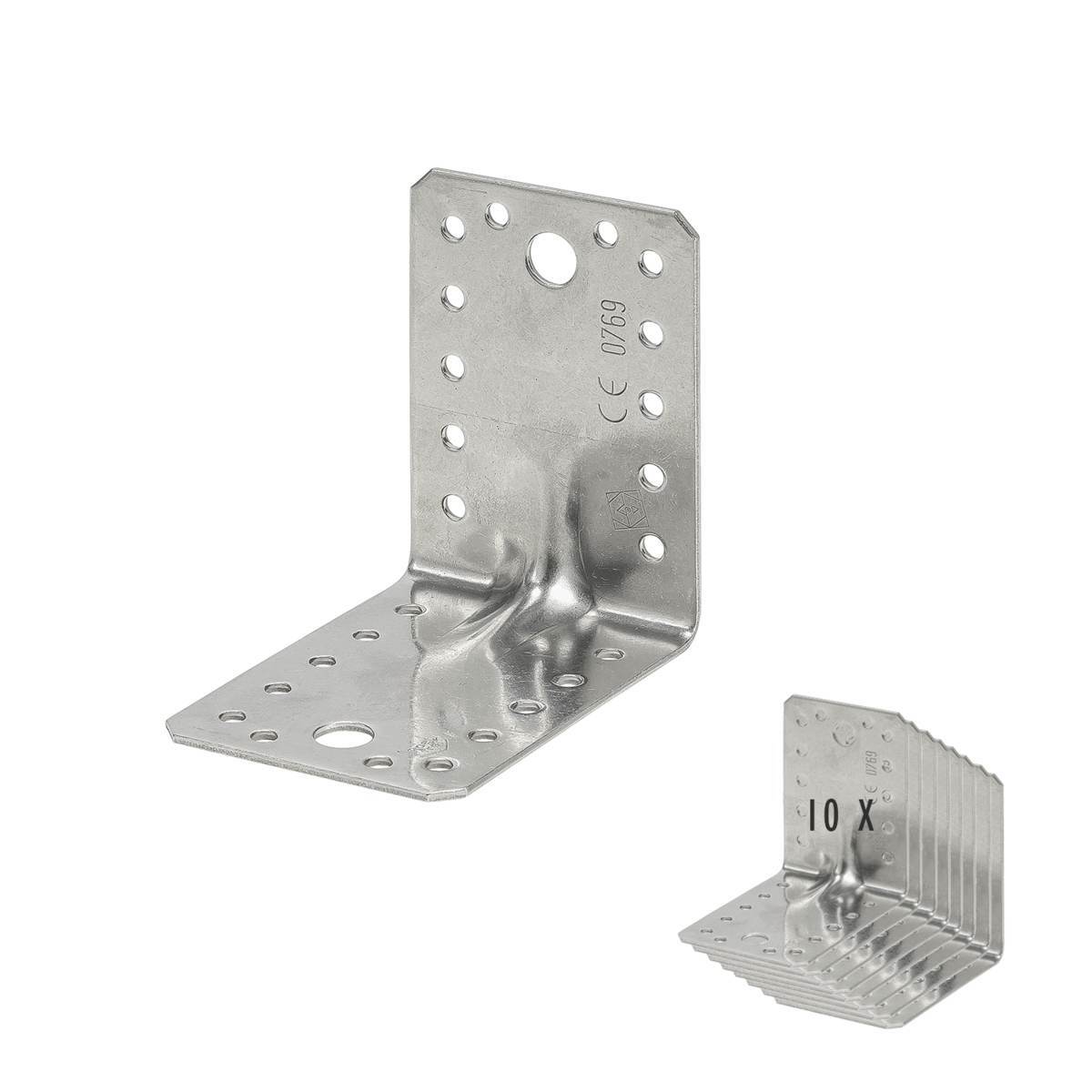 siwitec Winkelverbinder mit Sicke 70 x 70 x 55 mm, 10 Stück, Winkel aus Edelstahl mit CE-Kennzeichnung Produktabbildung