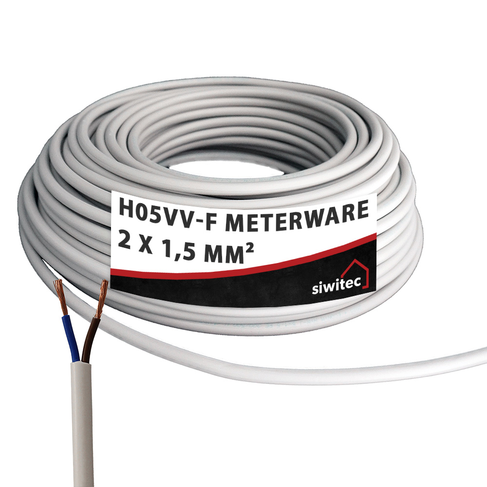 siwitec H05VV-F Kabel, 2 x 1,5 mm², 1 m, flexible Schlauchleitung, PVC Mantelleitung, Gerätekabel Produktabbildung
