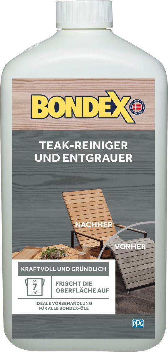 BONDEX Teak-Entgrauer und Reiniger, oberflächenschonend, Teakmöbel-Entgrauer für den Außenbereich Produktabbildung